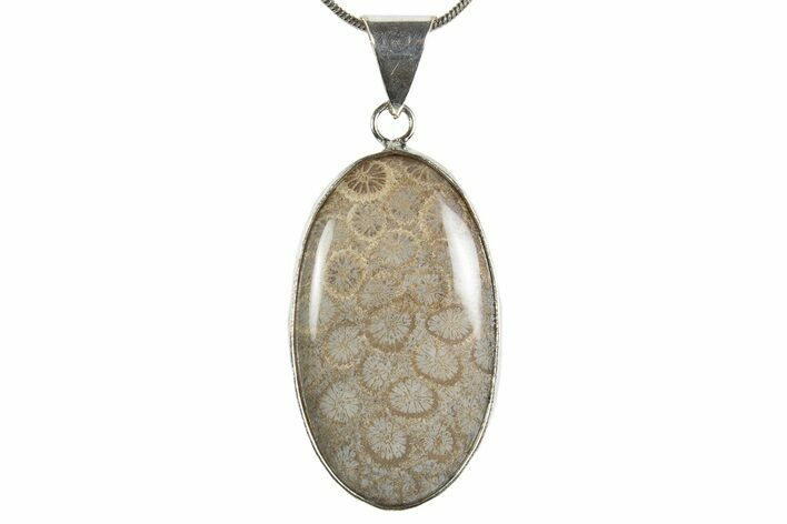 Polished Indonesian Fossil Coral Pendant (Necklace) #345304